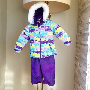 32Degrees weatherproof snow suit two-piece set for toddler girls.